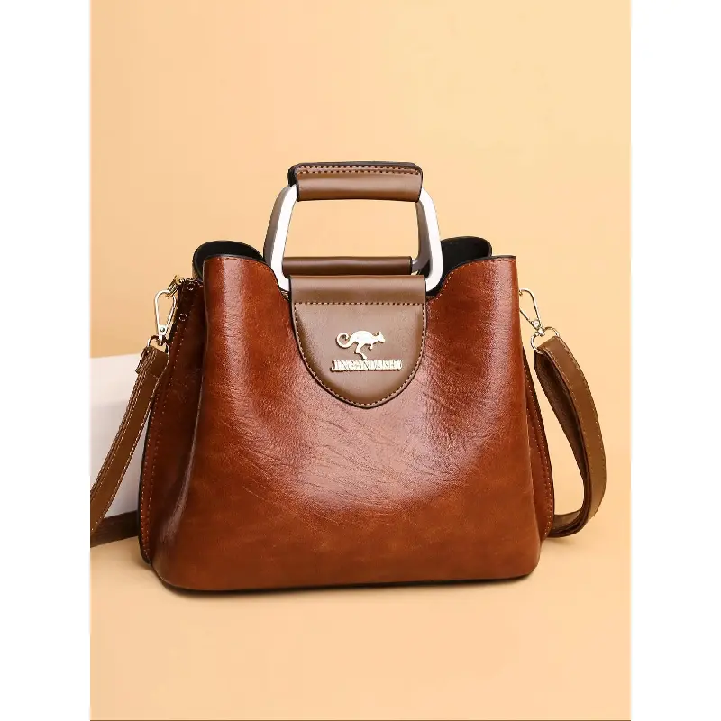 Women's Elegant Plain Color Zipper Handbag,  Vintage Pu Leather Crossbody Bag, Trendy Large Capacity Crossbody Bag for Daily Use, Fashionable Bags