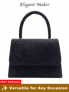 Shimmering Glitter Evening Bag, Structured Top Handle Handbag, Elegant Design for Formal Events, Great Gift for Weddings and Proms