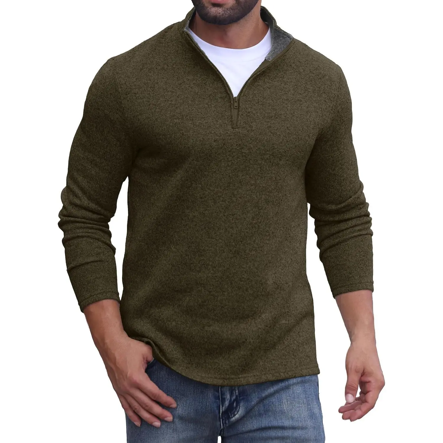 Sailwind Men's 1/4 Zip Quarter-Zip Thermal Fleece Long Sleeve Pullover, Variegated Thermal Wear, Christmas Gifts for Skiing, Machine Washable Golf Top