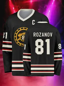 Movie Heated Rivalry #81#24#21 Men's Hockey Jersey ，llya Rozanov&Shane Hollander&Scott Hunter，Classic black, red, and blue hockey shirt Soft, comfortable, and breathable Retro-chic style The perfect gift for hockey fans Jersey Tee