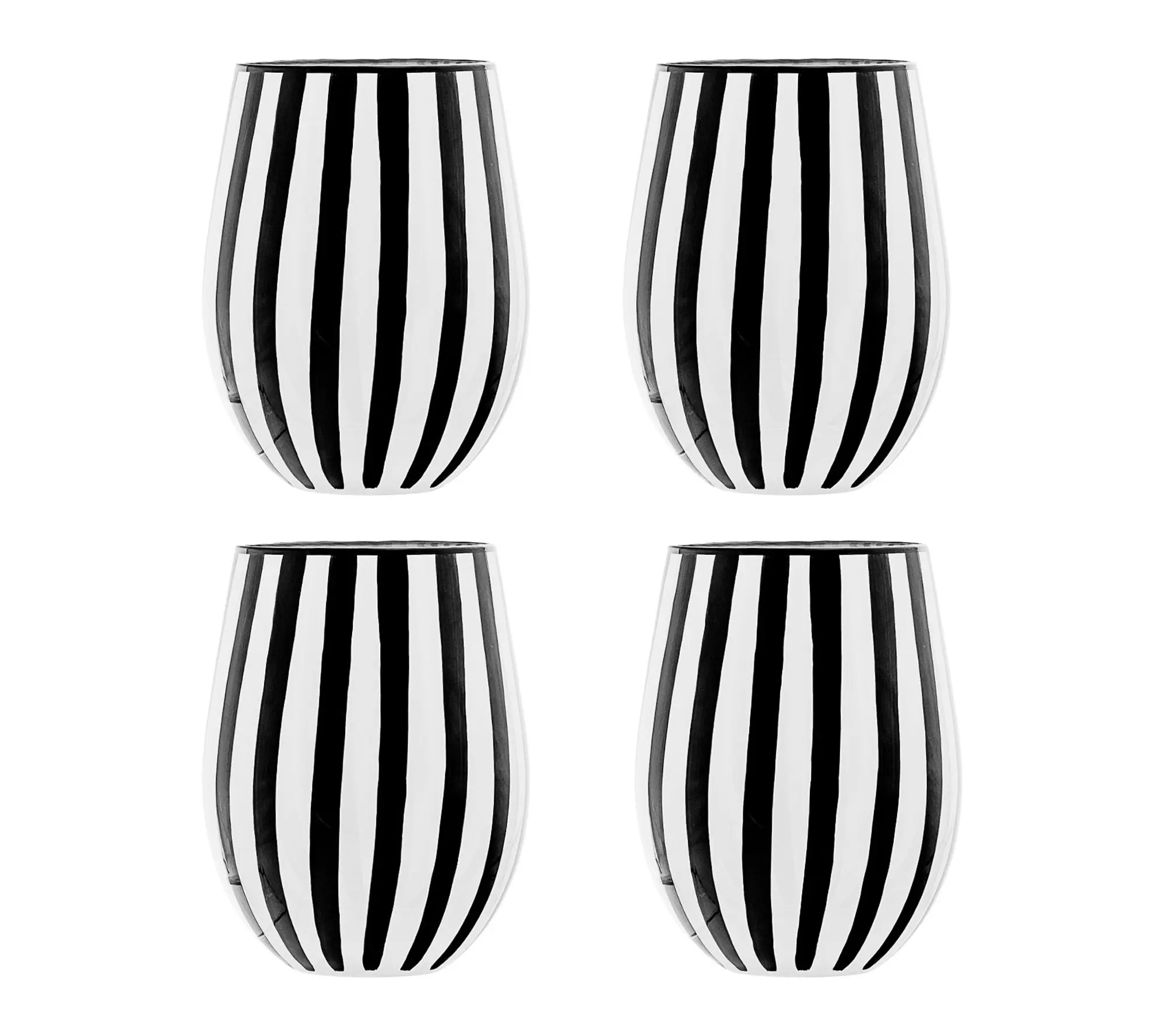 10 Strawberry Street Set/4 Black & White Stemless Wine Glasses