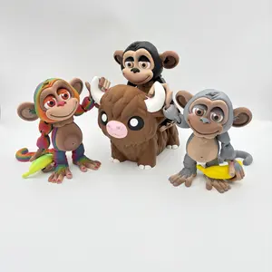 Jumbo Flexi Animal Friends - Highland Cow - Monkey - 3D Printed Fidget Toys