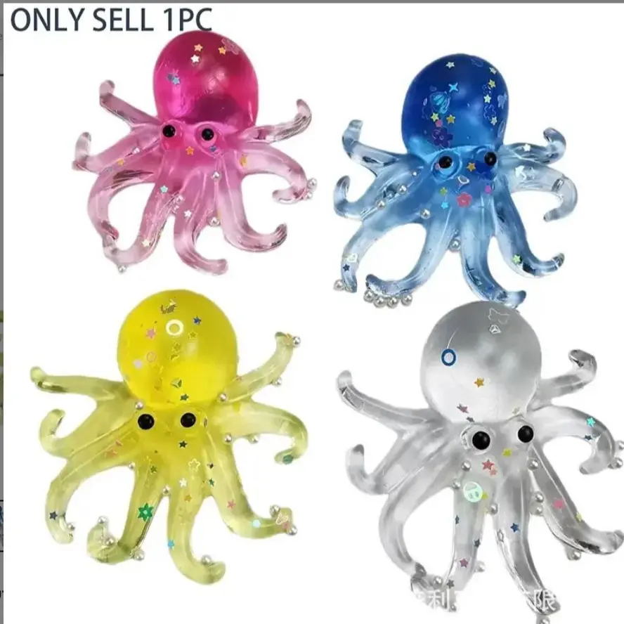 1-Piece Ocean Texture Octopus Squishy Stress Relief Ornament Toy, Slow Rebound, Portable Indoor/Outdoor Play, Suitable for Ages 3+, Model Pk01, Home Decor Statue Figurine, Octopus Fun Squishies, One-Piece