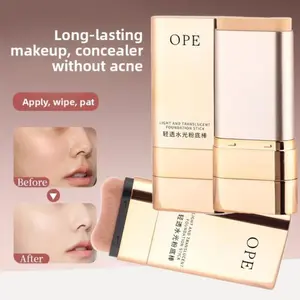 2-In-1 Multifunctional Contour Stick Foundation Stick with Makeup Brush, Long-Lasting Lightweight Brightening Concealer, Flawless Coverage, Non-Irritating, Perfect Makeup