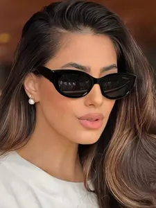 Women's Vintage Cat Eye Frame Sunglasses, Trendy Casual Full Rim Sunglasses for Everyday Use, Fashion Accessories for Outdoor Activities