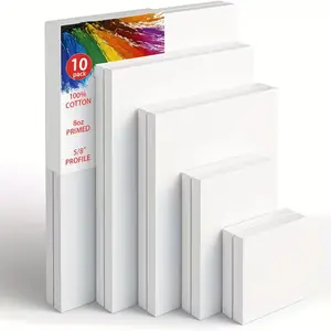 10 Pack Multi-Size Stretched Canvas Panels,11x14 9x12 8x10 5x7 4x4 White Blank 100% Art Canvas for Acrylic, Watercolor, Oil Painting  Wet Dry Art Media