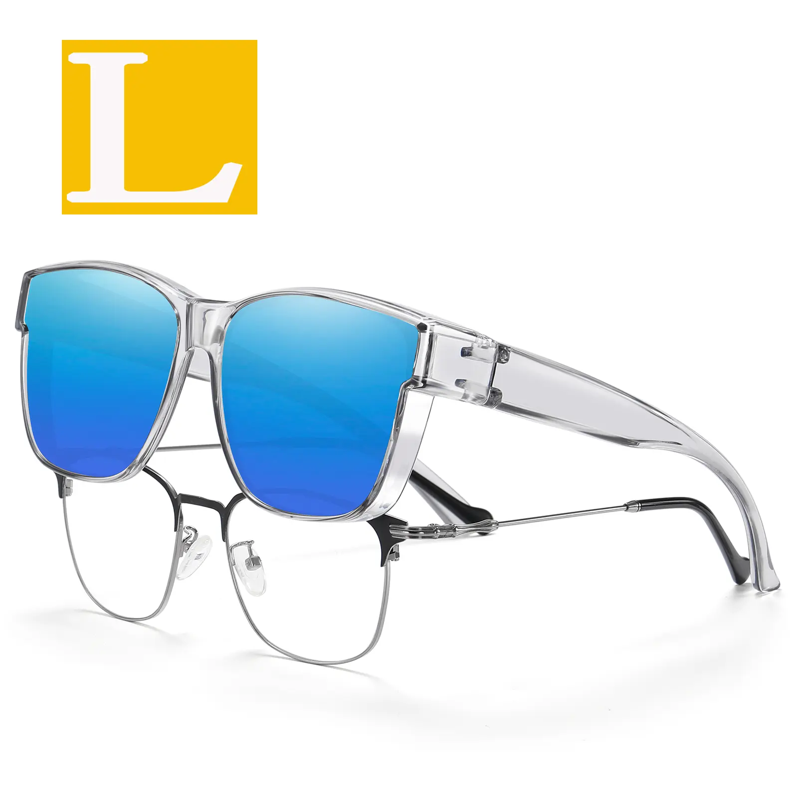 Grey Frame Blue Lens