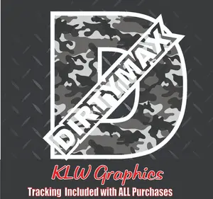 Dirtymax D Camo Black Grey White Full Color Decal Sticker Turbo Diesel Truck 6.6 3.0 Crew Cab