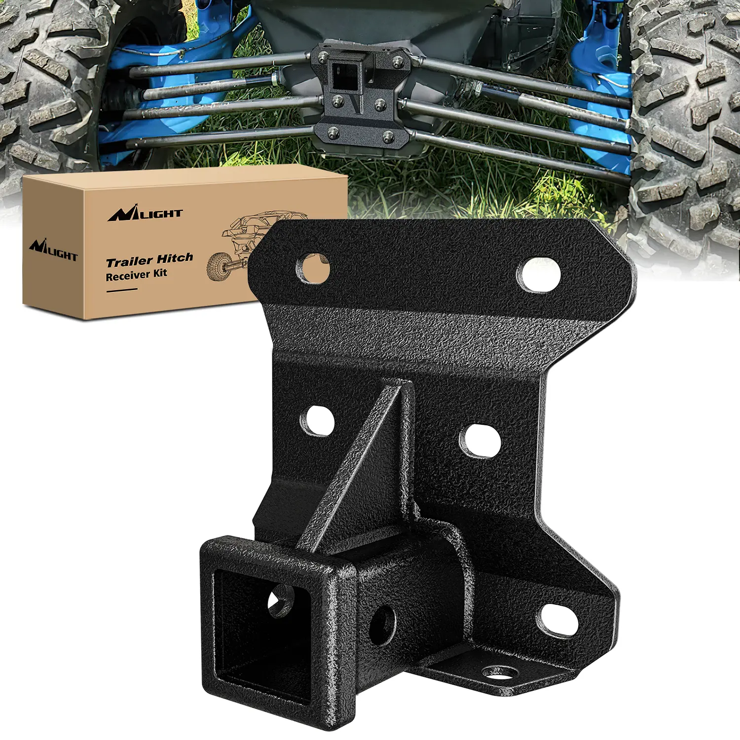 Nilight 2 Inch Rear Bumper Tow Trailer Hitch Receiver Kit Compatible for 2017+ Can Am Maverick X3/2017+ Can Am Maverick Turbo/Max Turbo/X DS/X RS Turbo Durable, Trailer Attachments
