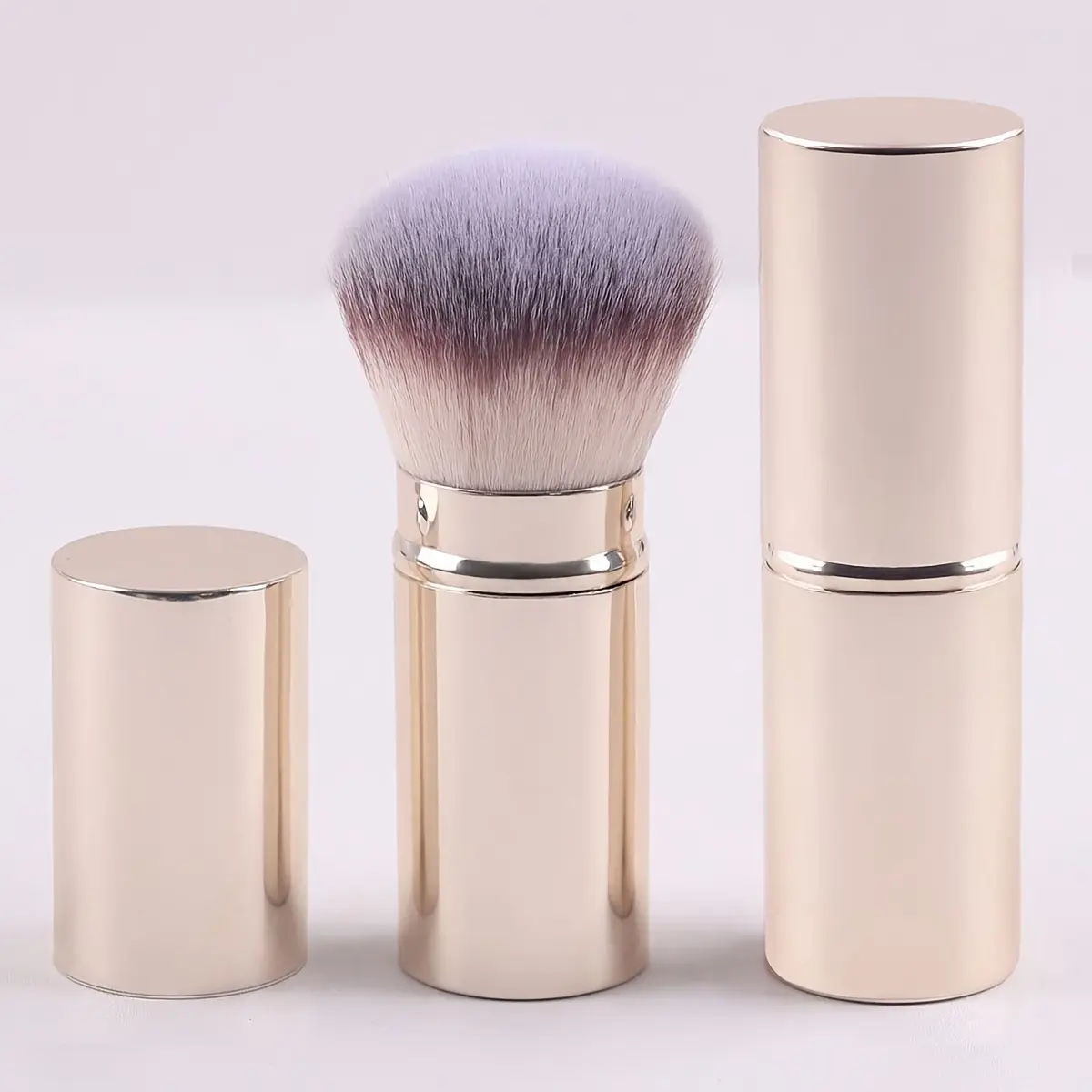 A Set of 2 Professional Angled And Round Retractable Brushes, Including Makeup Brushes, Blush Brushes, Foundation Brushes, And Loose Powder Brushes, Made with Ultra-Soft Fibers, Suitable Home Use Or On-The-Go