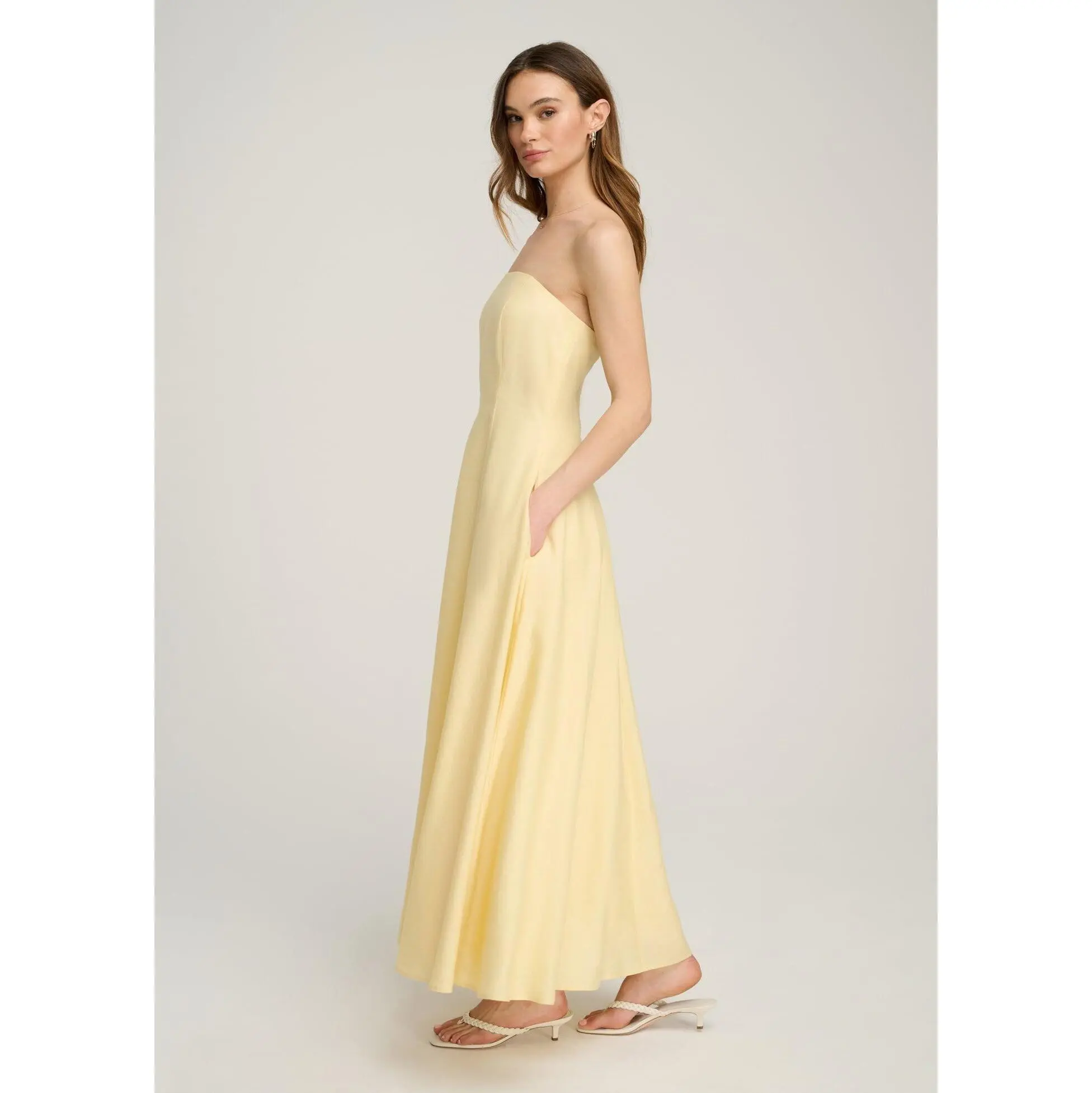 boat neck a line midi dress White Classic Boat Neck Sleeveless A-Line Midi Dress – Loveiss main image 0