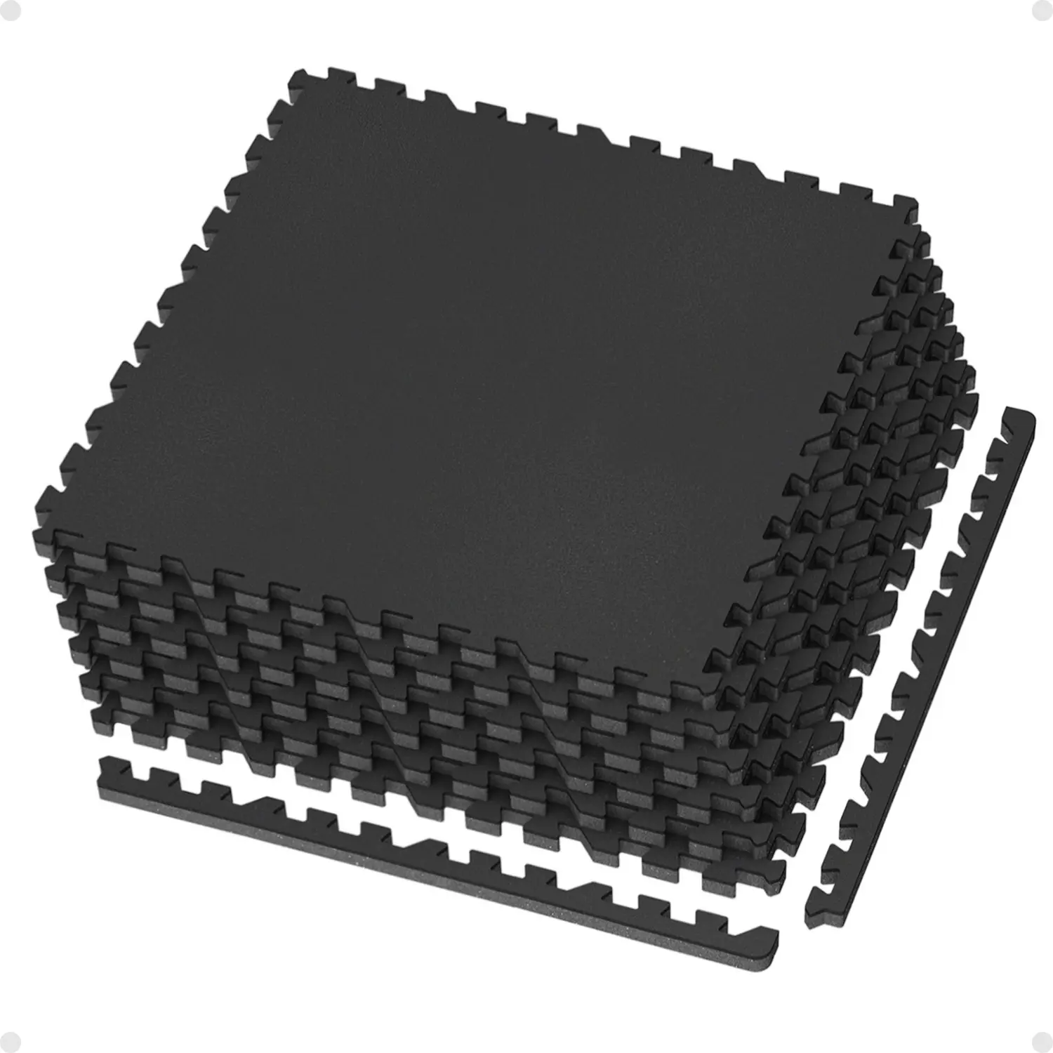 AIRHOP 0.79in Thick Fitness Mat, 48 Sq Ft Large Interlocking Puzzle Flooring (12 Tiles) - Upgraded Rubber Top High-Density EVA Foam for Heavy-Weight Home Workouts, Black & White Home Gym Accessories, Garage, Home Fitness Room