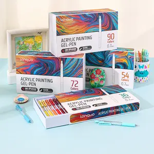 36/54/72/90 Clip Acrylic Painting Gel Pen, Retractable 0.7 mm Tip, Rich Color Large Capacity Ink Pens, Art Supplies, For Diary, Card, DIY, Coloring, Doodling, Stackable Colors