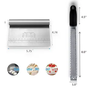 Stainless Steel Scraper Chopper Pastry scraper cutter Professional baking scraper chopper, Comes With lemon zester stainless steel,Parmesan cheese grater,Garlic Ginger Grater, Dishwasher Safe