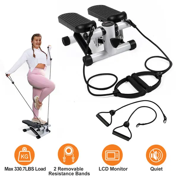 Rhino Fitness Step Machine, Mini Step Machine With Resistance Band, Home Fitness Equipment With 330.7LBS Load-bearing Capacity, Hydraulic Fitness Step Machine With LCD Display Screen