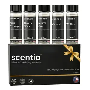 Scentia Luxury Diffuser Essential Oils Set – 5x20ml Discovery Collection, Miami One (Inspired by 1 Hotel Miami, Formerly My Way) Coastal (Formerly Cabana) & White Tea Spa Fragrance