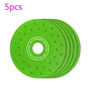 5 pieces of 115mm multi-hole diamond grinding discs | Vacuum brazed ultra-thin multi-hole flat grinding discs - Welded diamond dual-purpose, suitable for tiles, marble, stone slabs - countertop materials. Lightweight sharp and durable design Cutting