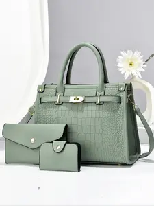 Women's Crocodile Embossed Handbag, Large Capacity Shoulder Crossbody Bag, Leather Shoulder Bags, Fashionable Elegant Design for Daily Commute & Use