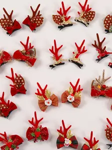 New Christmas Antler Hair Clip Set, Adult & Girl Cartoon Reindeer Clips, Small Monster Design, Perfect Holiday Gift Accessory