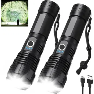 Led Flashlights 90,000 Lumen High Lumens Rechargeable 2 Pack, Brightest Flash Light with 5 Modes & 18H Runtime, IPX7 ,  Handheld Flashlights for  Camping Hiking