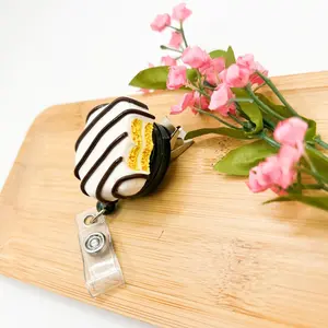 Zebra Cake Badge Reel. Handmade Badge Reel.