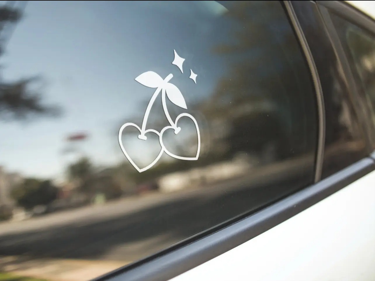 Cherry Heart Sparkle Cute Kawaii Girly Vinyl for Car, laptop decal, Trendy, car accessories, Hydro Flask, Window Sticker