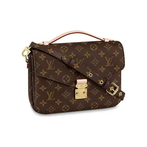 Pre-owned Louis Vuitton Canvas Shoulder Bags Pochette Metis Brown Coated with Cowhide Trim Shoulder Bag