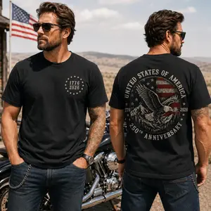 America 250 T-Shirt for men, 250th Anniversary, Patriotic Eagle Tee, Front And Back Print, Veteran Dad Gift, 1776 To 2026, Mens 4th Of July Top
