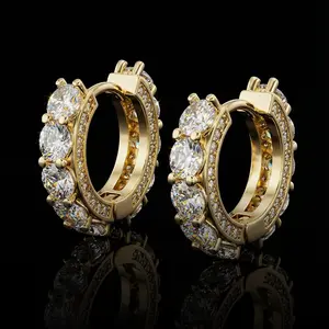 HELLOICE 2CT Moissanite Hoop Earrings D Color VVS1 Synthetic Moissanite Huggie Earrings Jewelry Gift for Women and Men