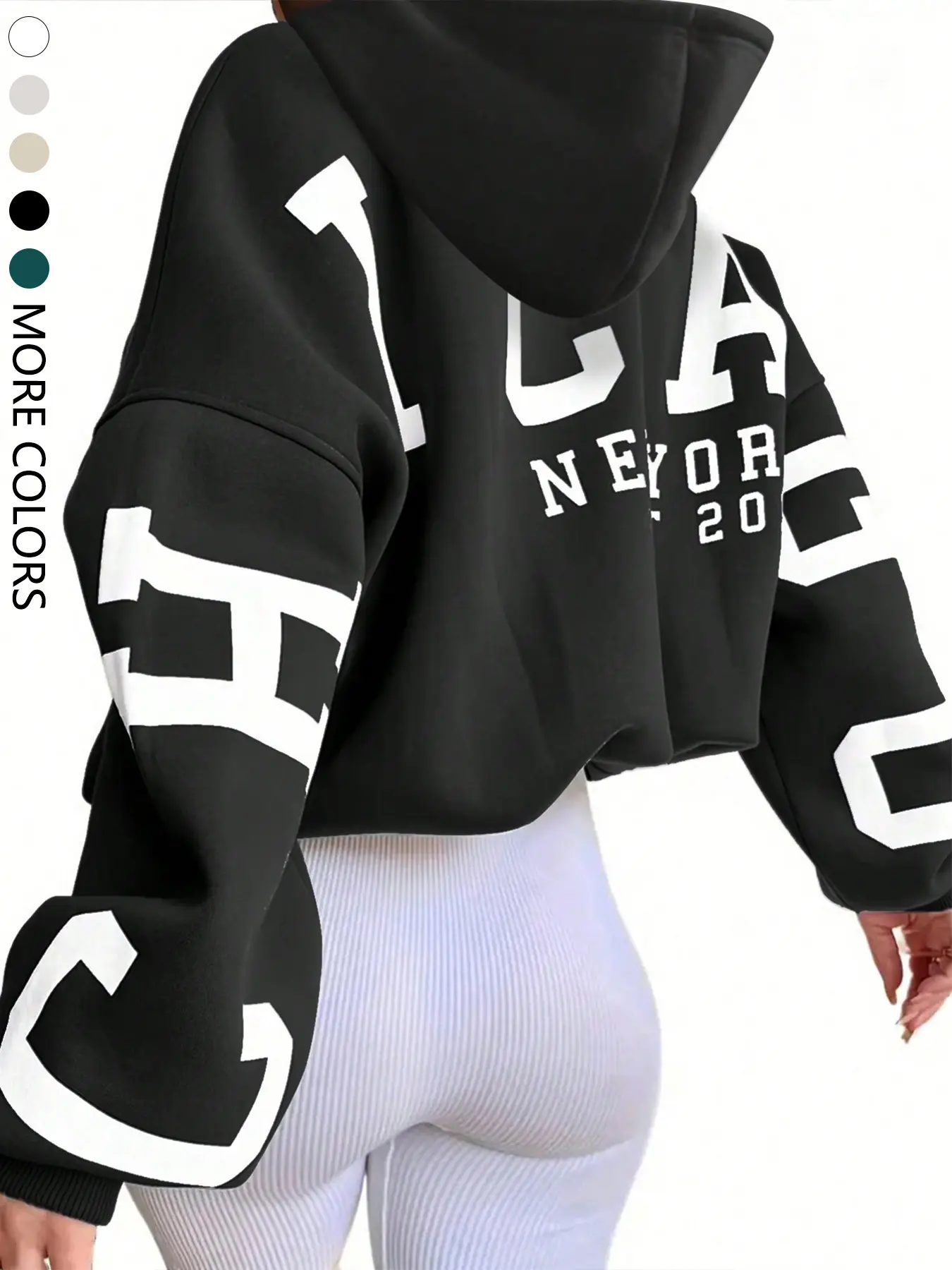 Women's Casual Baggy Loose-Fit Oversized Everyday Hoodie Sweatshirts, Letter Print Drop Shoulder Design, Thick Fabric for All Seasons, Perfect for Daily Wear & Outdoor Activities, Womenswear