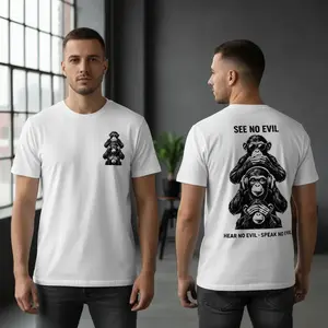 MEN'S GRAPHIC TSHIRT SEE NO EVIL HEAR NO EVIL SPEAK NO EVIL COTTON CASUAL TEE