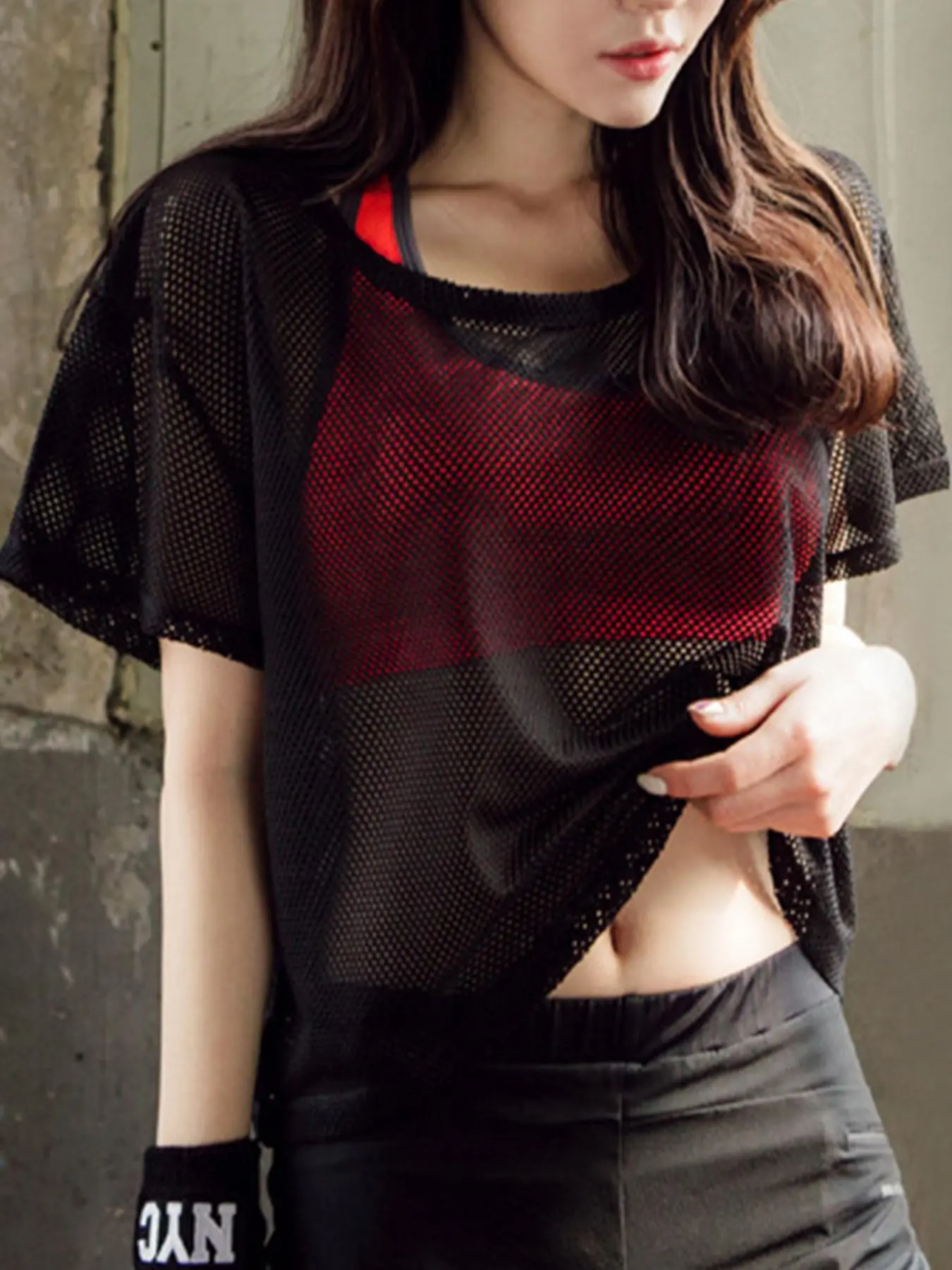 Women's Solid Color Mesh Sports Tee, Activewear Athletic, Breathable Comfortable Sports T-shirt for Gym Workout Running, Ladies Sportswear for All Seasons, Breathable Sports Top, Athletic Workout Clothing, Fitness T Shirt, Fitness Shirts
