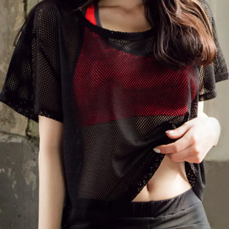 Women's Solid Color Mesh Sports Tee, Activewear Athletic, Breathable Comfortable Sports T-shirt for Gym Workout Running, Ladies Sportswear for All Seasons, Breathable Sports Top, Athletic Workout Clothing, Fitness T Shirt, Activewear Tees