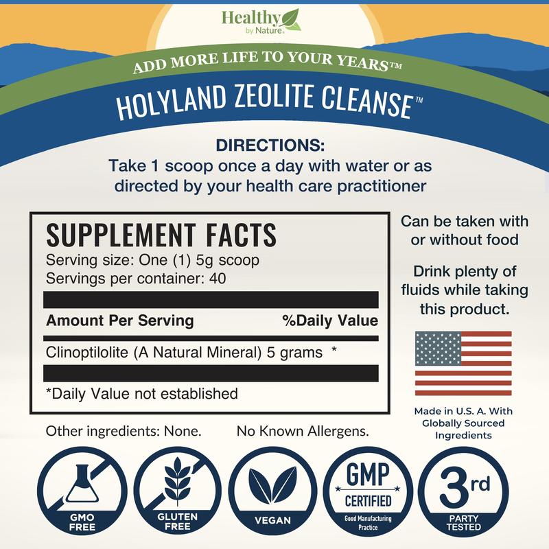 Healthy by Nature HolyLand Zeolite Cleanse - 200 Gram Clinoptilolite Micronized Powder for Full Body Detox & Clear Thinking