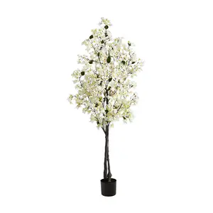 Nearly Natural 6' Artificial Bougainvillea Treewith Planter