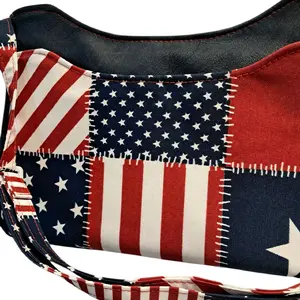 Patriotic Patchwork Handbag with American Flag Design and Star Motif