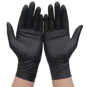Heavy Duty Nitrile Gloves 6mil – 100 Count Black Disposable, Latex Free & Powder Free, Reusable