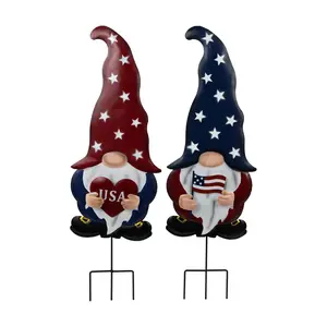 Northlight S/2 (28") Patriotic Gnome Outdoor Garden Stakes