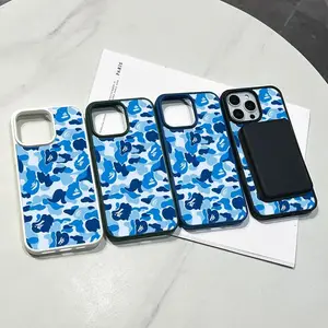 Magnetic Compatible Case for iPhone 17, 16, E, Pro Max, 15 Plus, 14, 13, 12, 11, XS, XR | Light Blue Camo Pattern Print | Made of Silicone, Lightweight, Stylish, Scratch-Resistant, and Provides Full Protection for Your Phone