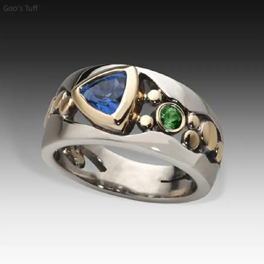 Women's Ethnic Boho Stackable Ring, Hollow Floral Green Zircon Band with Creative Cutout Pattern, Exquisite Craft for Beach Festival & Daily Boho Outfits