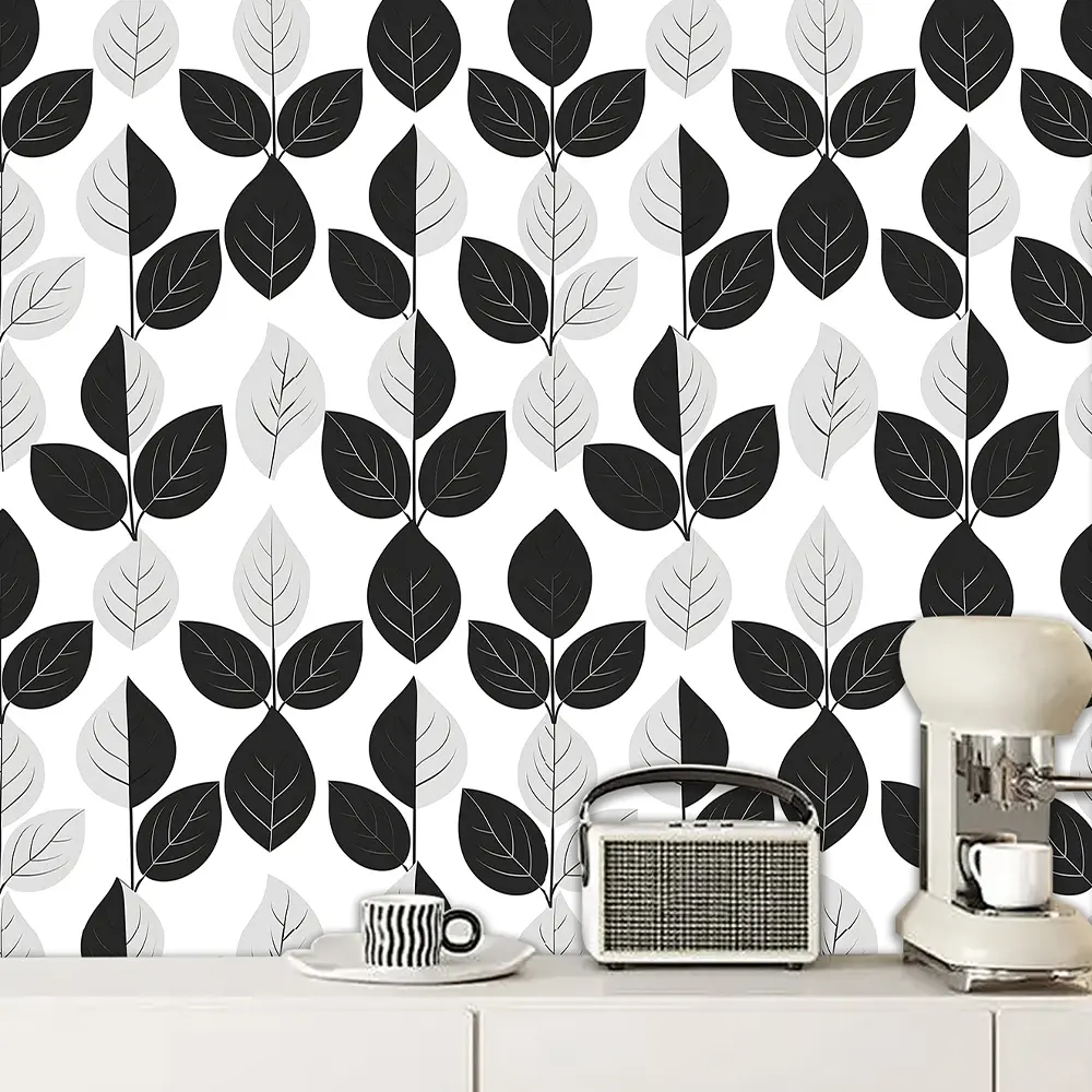 DIY Removable Wallpaper Sticker Roll, Leaf Pattern, Waterproof & Easy Clean, Home Decor for Bedroom Kitchen Dining Room