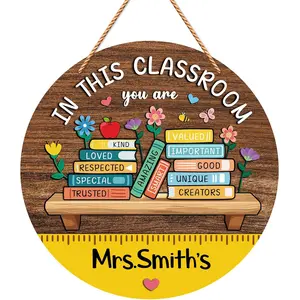 Personalized Teacher Door Sign in This Classroom You are Teacher Door Signs Classroom Welcome Wreath Wall Decor Back To School Gifts for Schoolmaster Must Have