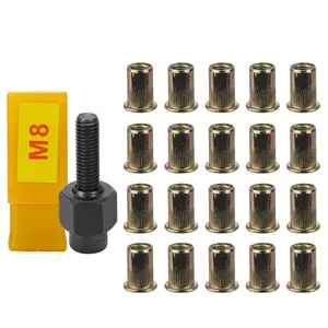 20pcs M8 Rivet Nuts with Hand Rivet Nut Tool Set, Manual Rivnut Tool, Hand Nut Riveter Accessory for Simple Install (M8)