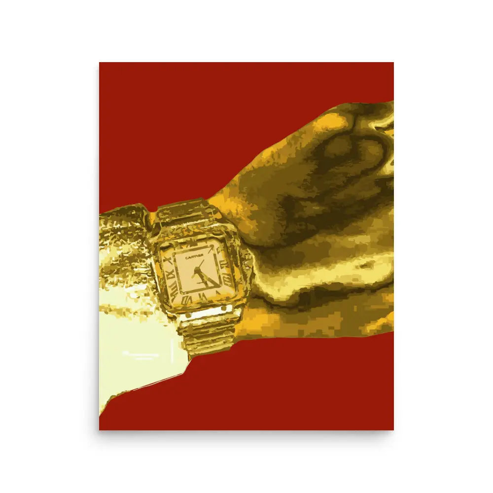 Golden Watch Wall Art Print – Luxury Brand Poster for Home