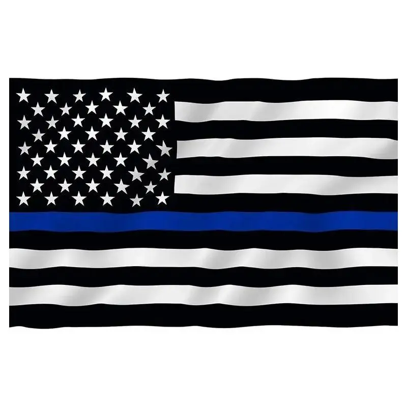 3x5 Foot Thin Blue Line USA Flag - Vivid Color and Fade Proof - Canvas Header and Double Stitched - Honoring Law Enforcement Officers Flags Polyester with Brass Grommets Car Decals Car Hanging Decoration