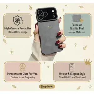 Personalized iPhone 17 Case with Initials – Luxury PU Leather Shockproof Cover, Slim Design, iPhone Case Compatible with iPhone 15 16 14 17 Pro Max 13 12 11 XR AIR XS Plus Cute Soft Silicone Drop Protection Rugged and Durable gift for her