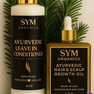 SYM Organics Ayurvedic Hair Growth Oil & Leave-In Conditioner 12oz Made in USA with Love and Care Haircare