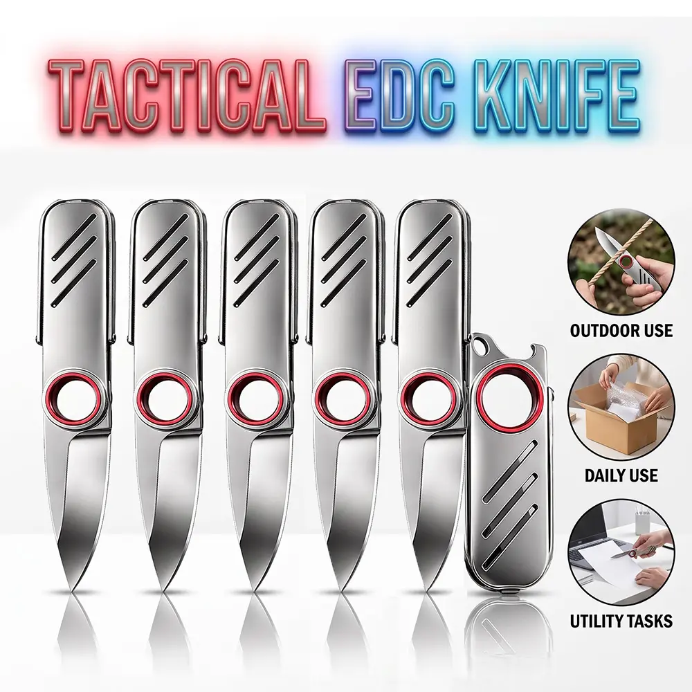 1/2/3/4/5pcs Essential EDC Folding Knife for Men Stainless Steel Sturdy Blade Pocket Practical Knife Carry Pouch Included Compact Lightweight Versatile Survival Tool for Craft Camping Hiking Emergencies