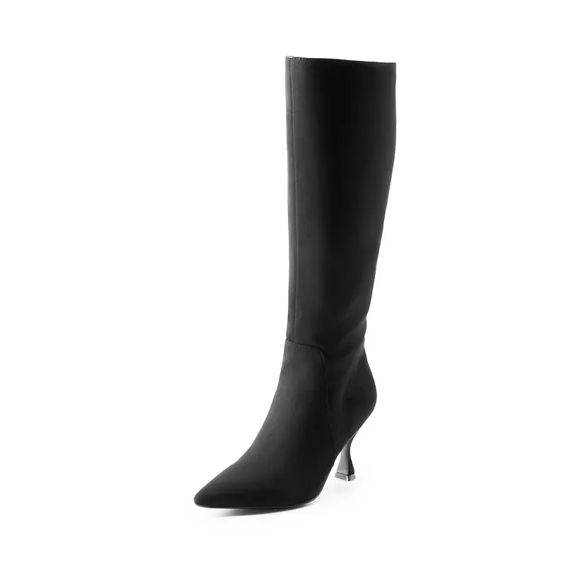 Dream Pairs Women's Knee-High Boots - Stylish Minimalist Shoe with a Pointed Toe Design, Synthetic Vegan Leather, Spool Heel & Half-Zip Footwear, Every Occasion