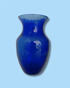 Vintage Cobalt Blue Swirl Patterned Indiana Glass Vase from the Illusions Collection